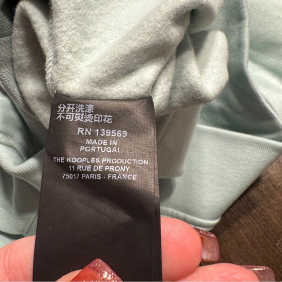 THE KOOPLES Paris Graphic Logo Hoodie Sage Green EU 1 Made in Portugal NWT - Picture 9 of 10